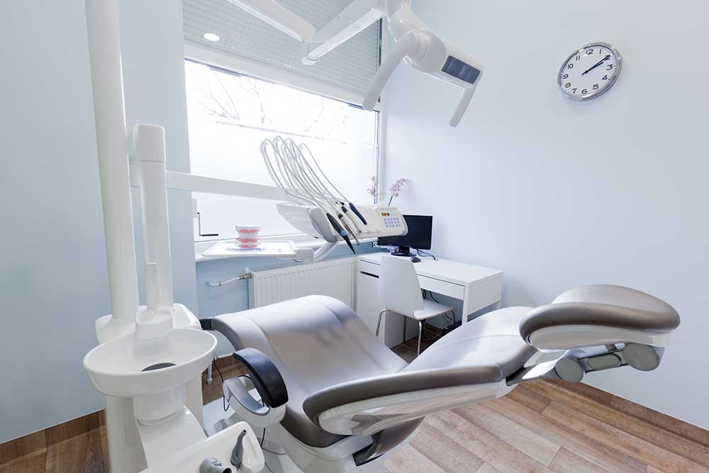 A dental office exam room.