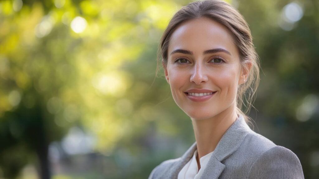 A young woman smiling confidently thanks to cosmetic dentistry services in Plano.