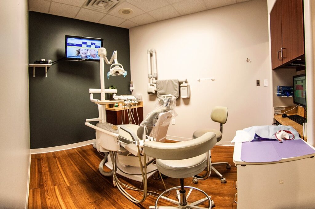 The inside of a dental exam room at The Plano Dentist.